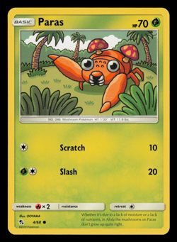 NM - Pokemon Paras 4/68 Hidden Fates Common - Image 1