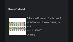 Pokemon Prismatic Evolutions 8 Mini-Tins w Promo Cards Costco 2-pack SHIPPED - Image 1