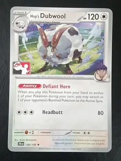 HOP'S DUBWOOL 136/159, STAMPED, PRIZE PACK SERIES 7, POKEMON CARD (NM) - Image 1