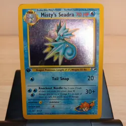 Pokemon TCG Misty's Seadra Holo Rare Gym Heroes 1st Edition 9/132 - Image 1