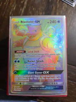 Pokemon TCG Unbroken Bonds Blastoise GX 218/214 Secret Rare Rainbow Card - Image 1