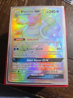 Pokemon TCG Unbroken Bonds Blastoise GX 218/214 Secret Rare Rainbow Card - Image 2