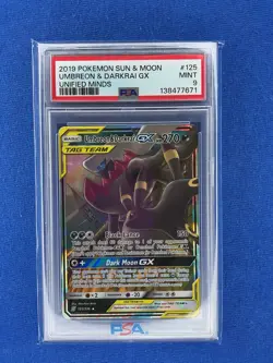 2019 Pokemon Sun & Moon Unified Minds Umbreon & Darkrai GX 125/236 PSA 9 - Image 1