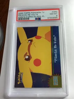 2000 Topps Pokemon TV #OR3 Pikachu Re-Volts Foil Animation Series 3 PSA 8 NM-MT - Image 1