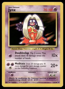 1999 Pokemon Base Set Unlimited Jynx VTG UNplayed #31/102 WOTC TGC - Image 1