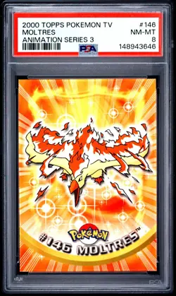 POKEMON TOPPS POKEMON TV MOLTRES ANIMATION SERIES 3 #146 PSA 8 - Image 1