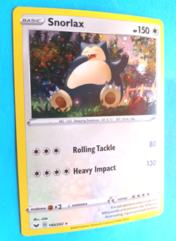 POKEMON SWORD & SHIELD SNORLAX #140/202 HOLO RARE VERY LIGHT PLAY - Image 2
