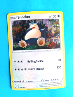 POKEMON SWORD & SHIELD SNORLAX #140/202 HOLO RARE VERY LIGHT PLAY - Image 3
