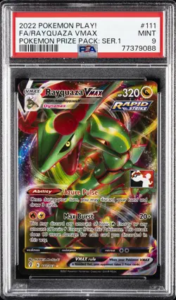 2022-2023 POKEMON PLAY! POKEMON PRIZE PACK #111 FULL ART/RAYQUAZA VMAX PSA 9 - Image 1
