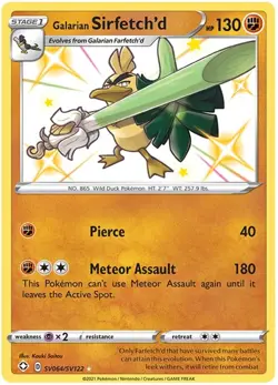 Pokemon Galarian Sirfetch'd - SV064/SV122 - Shiny Holo Rare NM-Mint Shining Fate - Image 1