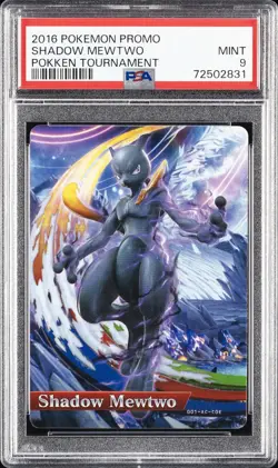 2016 POKEMON PROMO POKKEN TOURNAMENT SHADOW MEWTWO PSA 9 - Image 1