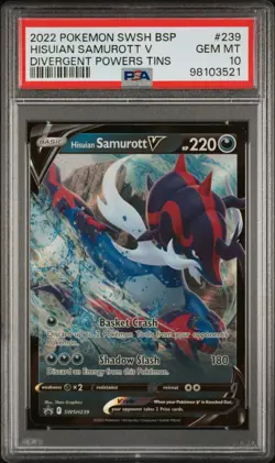 2022 POKEMON SWSH BLACK STAR PROMO #239 HISUIAN SAMUROTT V PSA 10 POP 21! - Image 1