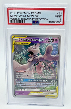 2019 POKEMON SUN & MOON UNIFIED MINDS #71 MEWTWO & MEW GX PSA 9 - Image 1