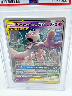 2019 POKEMON SUN & MOON UNIFIED MINDS #71 MEWTWO & MEW GX PSA 9 - Image 3