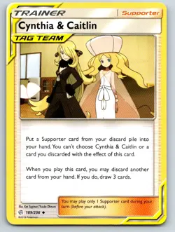 Cynthia & Caitlin 189/236 Uncommon Cosmic Eclipse Pokemon Near Mint - Image 1