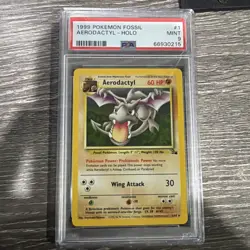 1999 POKEMON FOSSIL #1 AERODACTYL-HOLO PSA 9 - Image 1