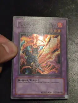 Yu-Gi-Oh! SUPER RARE CARD FLAME SWORDSMAN LOB-003 1996 VINTAGE PRINT LP - Image 2