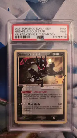 POKEMON 2021 Celebrations Elite Trainer Box GRENINJA Gold Star Promo #144 PSA 9 - Image 1