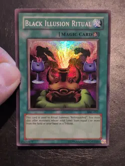 Yu-Gi-Oh SUPER RARE HOLO BLACK ILLUSION RITUAL MRL-051 VINTAGE PRINT LP - Image 3