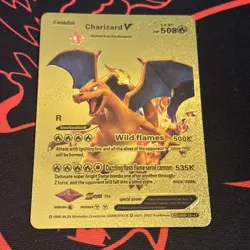 Pokemon Charizard V Evolution 508HP Gold Foil Fan Art Card - Image 1
