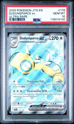 2025 POKEMON JTG EN-JOURNEY TOGETHER 178 DUDUNSPARCE EX ULTRA RARE PSA 10 - Image 1