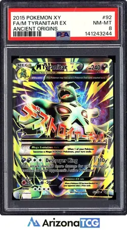 Pokemon 2015 M Tyranitar EX 92/98 Full Art Ancient Origins PSA 8 - Image 1