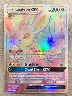 Pokemon Leafeon GX Secret Rare Full Art Holo 157/156 SM Ultra Prism Rainbow - Image 1