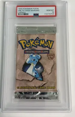 1999 Pokemon Fossil Sealed Booster Pack Lapras Artwork PSA 10 Gem Mint - Image 1