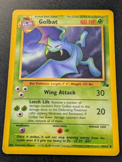 Golbat 34/62 Uncommon Fossil Pokemon Unlimited Damaged - Image 1