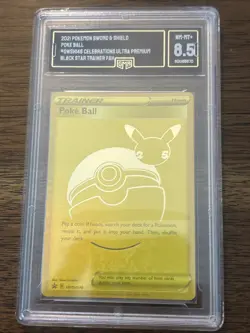 Poke Ball Pokemon 2021 Celebrations Ultra Black Star Promos SWSH146 GMA 8.5 - Image 1