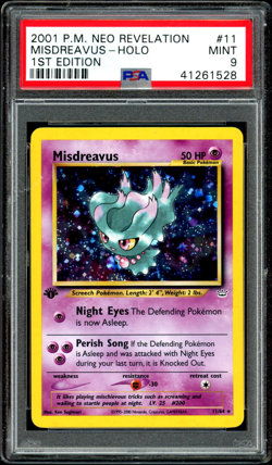2001 POKEMON NEO REVELATION 1ST EDITION #11 MISDREAVUS-HOLO PSA 9 - Image 1