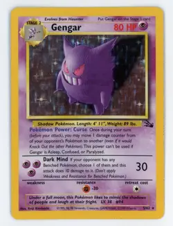 Gengar Holo - Pokemon 1999 Fossil #5 EX-MT+ / NM - Image 1