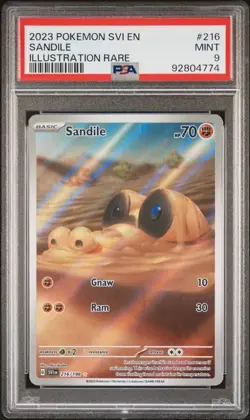 2023 POKEMON SVI EN-SCARLET & VIOLET 216 SANDILE ILLUSTRATION RARE MINT 9 - Image 1