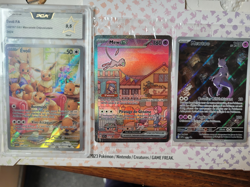 Carte Pokemon Promo Mew Ex SVP053 + Mewtwo SVP052 UPC 151 + EVOLI AR PCA 9.5 FR - Image 1