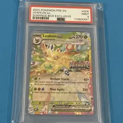 2025 POKEMON PRE EN-PRISMATIC EVOLUTIONS #006 LEAFEON EX SURPRISE BOX psa 9 - Image 1