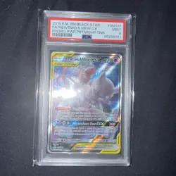 Pokemon PSA 9 MINT Mewtwo & Mew GX SM191 Power Partnership Tins Promo Holo - Image 1