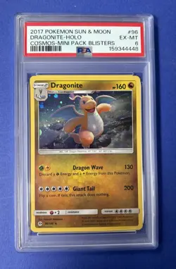 2017 Pokemon Sun & Moon Dragonite Holo Cosmos Mini Pack Blisters #96 PSA 6 EX-MT - Image 1