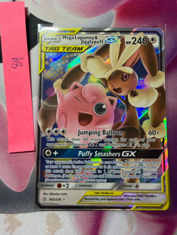 Pokemon TCG Mega Lopunny & Jigglypuff GX Tag Team 165/236 Ultra Rare Holo NM - Image 1