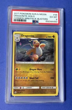 2017 Pokemon Sun & Moon Dragonite Holo Cosmos Mini Pack Blisters #96 PSA 6 EX-MT - Image 1