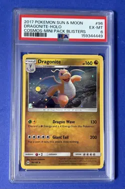 2017 Pokemon Sun & Moon Dragonite Holo Cosmos Mini Pack Blisters #96 PSA 6 EX-MT - Image 1