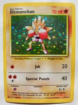 Hitmonchan Pokemon Card Holo WOTC 7/102 Base Set Rare Vintage 1999 Original LP - Image 1