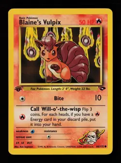 Blaine's Vulpix 66/132 1st Edition Common Gym Challenge Pokemon Cards - Image 1