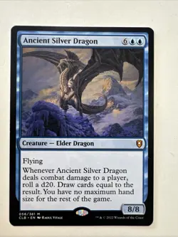 Magic The Gathering Ancient Silver Dragon CLB Mythic Creature Blue 056/361 LP - Image 1