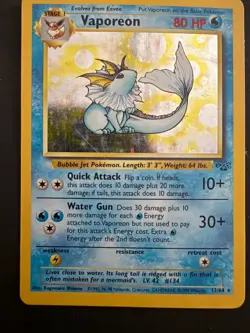 Pokemon TCG Vaporeon 12/64 Jungle Holo Rare English - Image 1