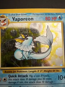 Pokemon TCG Vaporeon 12/64 Jungle Holo Rare English - Image 3