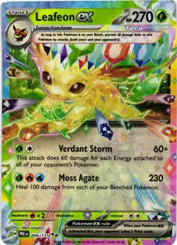 LEAFEON EX 006/131 HOLO DOUBLE RARE PRISMATIC EVOLUTIONS POKEMON NM - Image 1