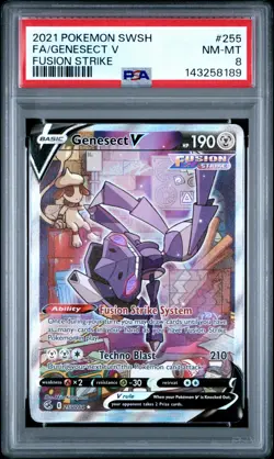 Fa/Genesect V Pokemon Sword & Shield Fusion Strike 255 NM PSA 8 Alt Art - Image 1