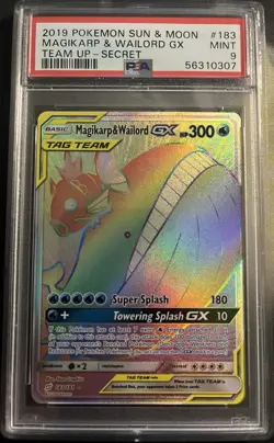Pokemon Magikarp & Wailord GX (Secret) 183/181 Sm-Team Up Holo PSA 9 - Image 1