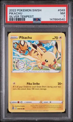 2022 POKEMON SWORD & SHIELD SILVER TEMPEST #049 PIKACHU PSA 7 - Image 1