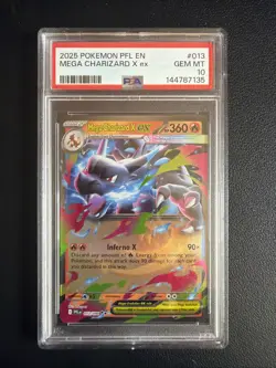 2025 POKEMON PFL EN-PHANTASMAL FLAMES #013 MEGA CHARIZARD X EX PSA 10 - Image 1